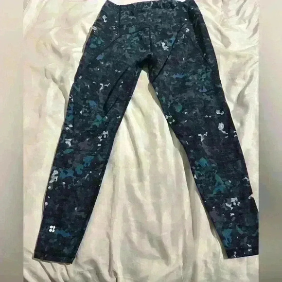 Sweaty Betty 7/8 The Power Green Deep Lake Camo Leggings Women’s Small - Picture 11 of 16